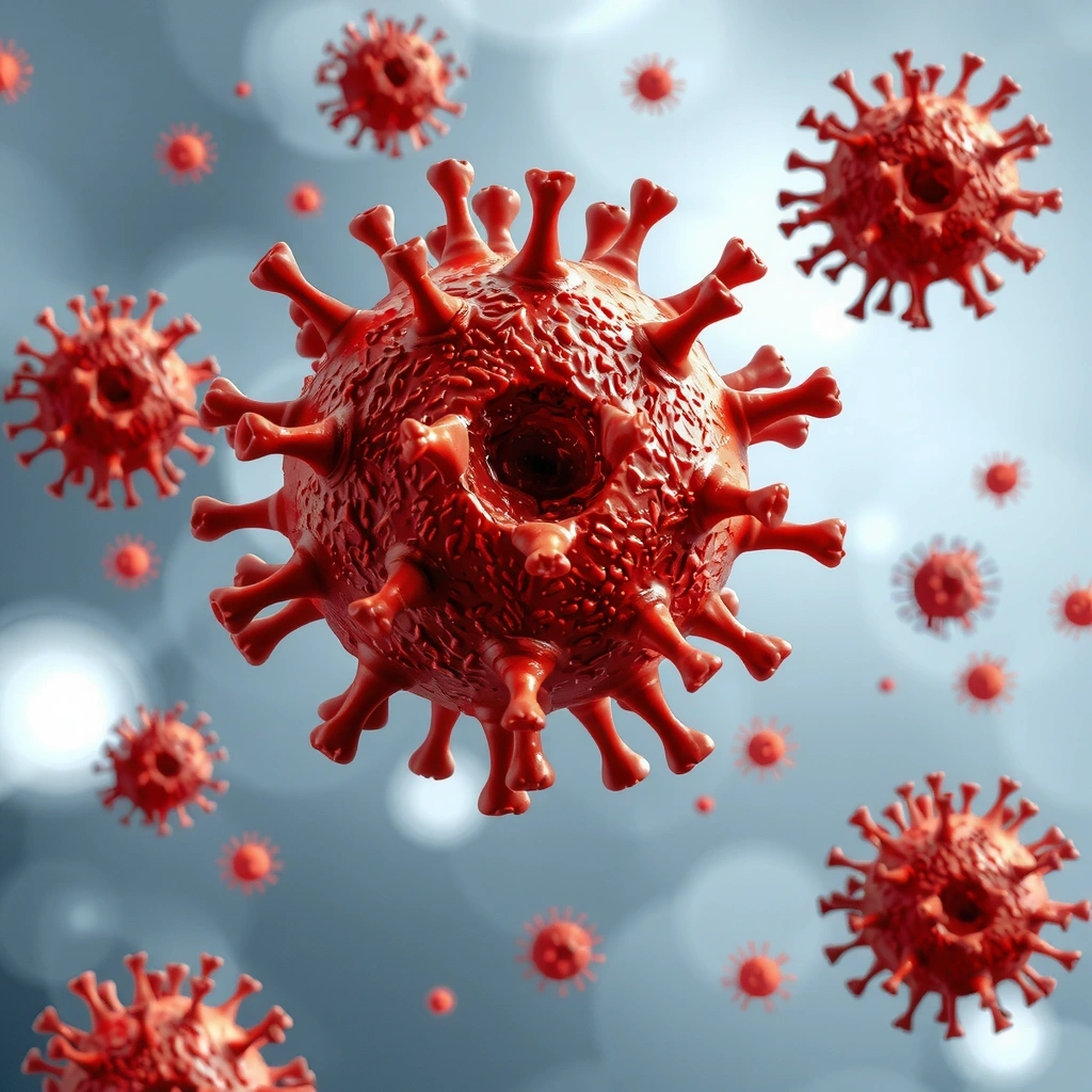 Ilustrație cu o celulă imunitară și agenți patogeni